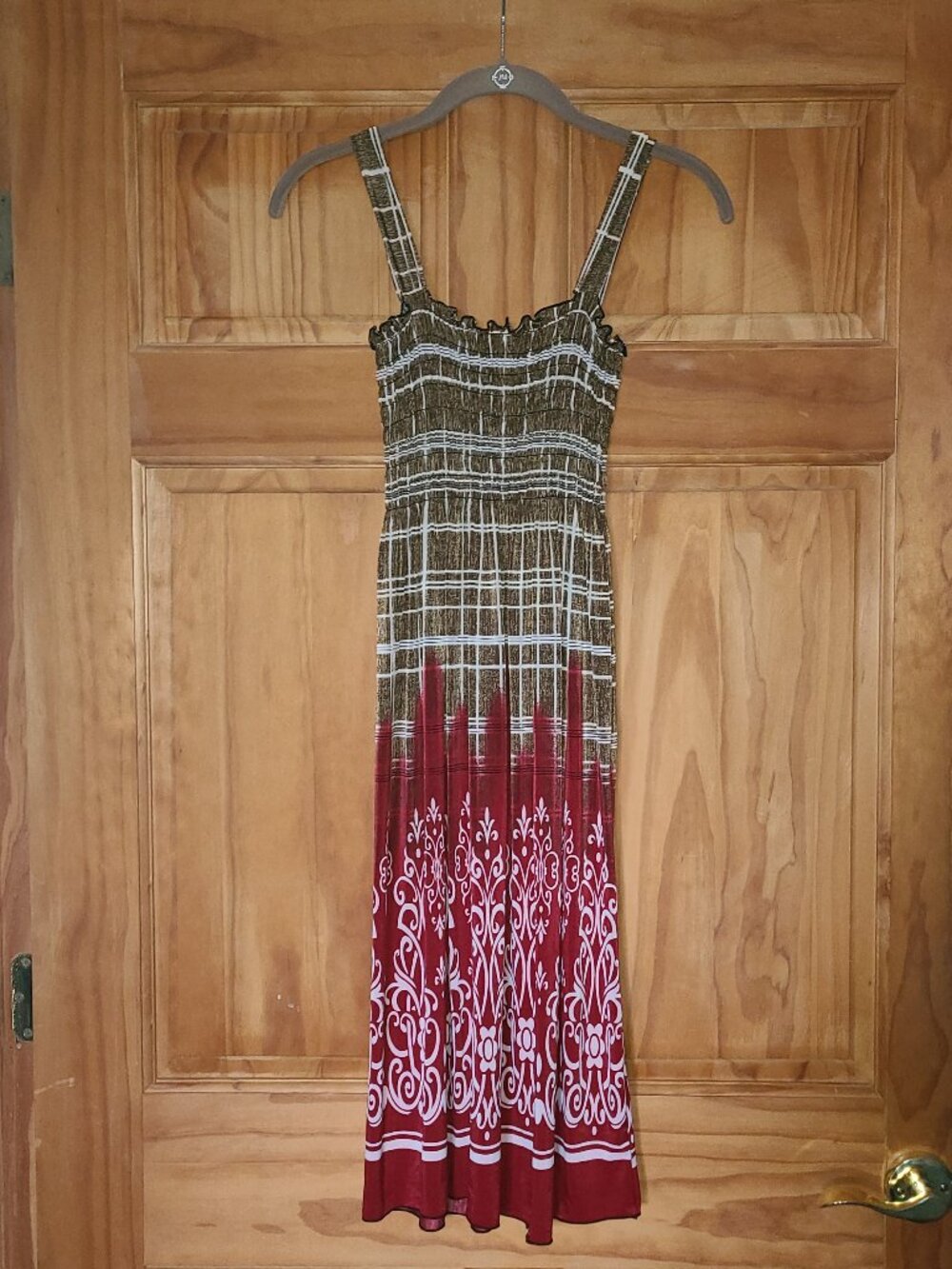 Girls Red/Brown/White Maxi Dress